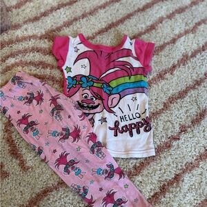 Trolls Kids Pajama Set - Pink and White